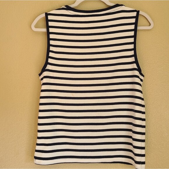 gap modern tank top navy blue nautical white stripe womens size L - Picture 3 of 4